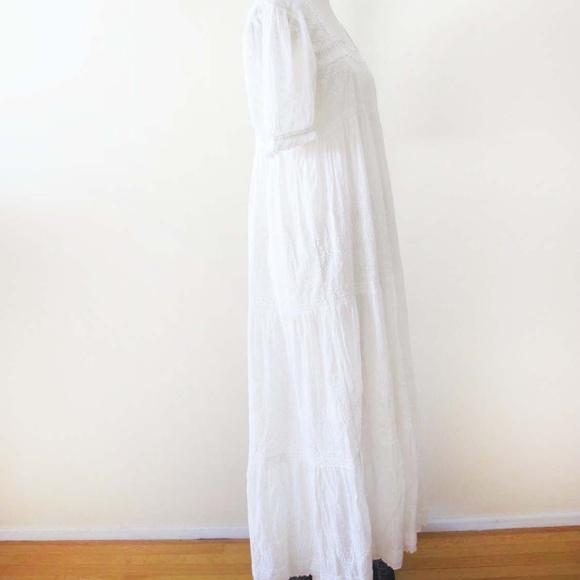 DÔEN Colline Dress Small White Voile Cotton Romantic Maxi Dress Lace Embroidered - Picture 3 of 9